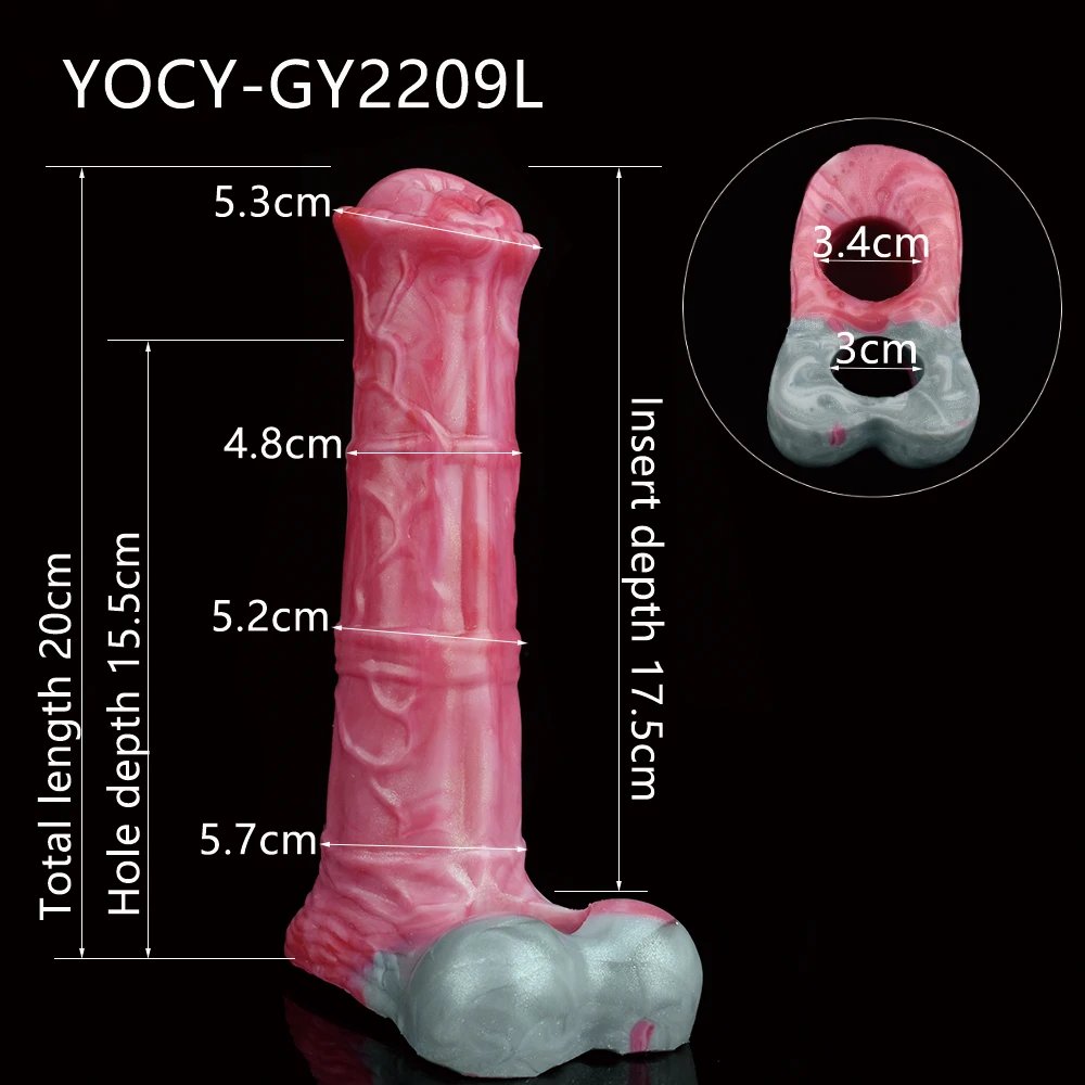 Mainan seks ketat silikon S L ukuran dapat melar lengan Penis kuda fantasi lembut untuk pria Dildo berongga pembesar & perpanjangan