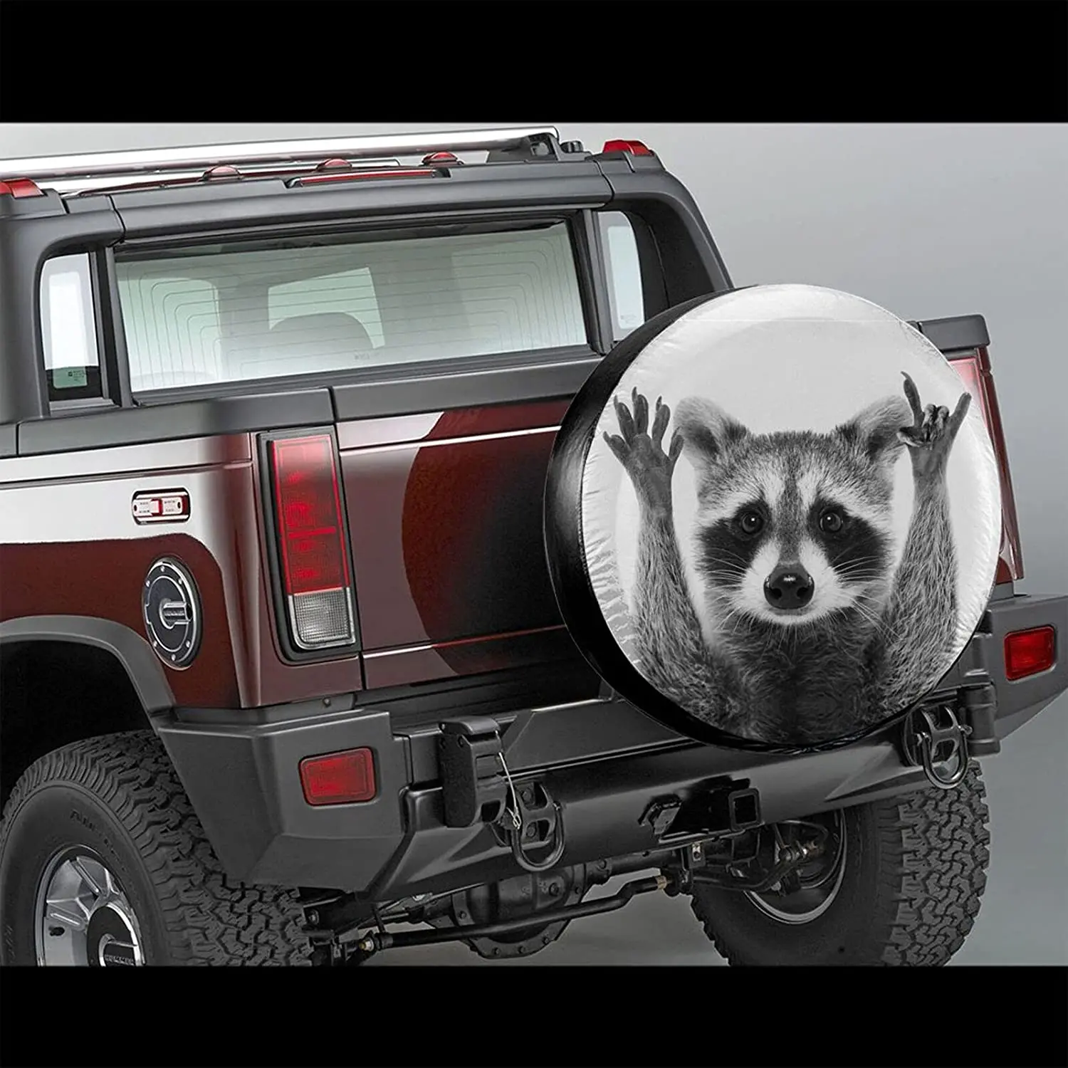 cozipink Raccoon Rv Spare Tire Cover for RV Trailer, Camper Wheel Covers for Trailer Tires, Weatherproof Universal SUV Truck Cam