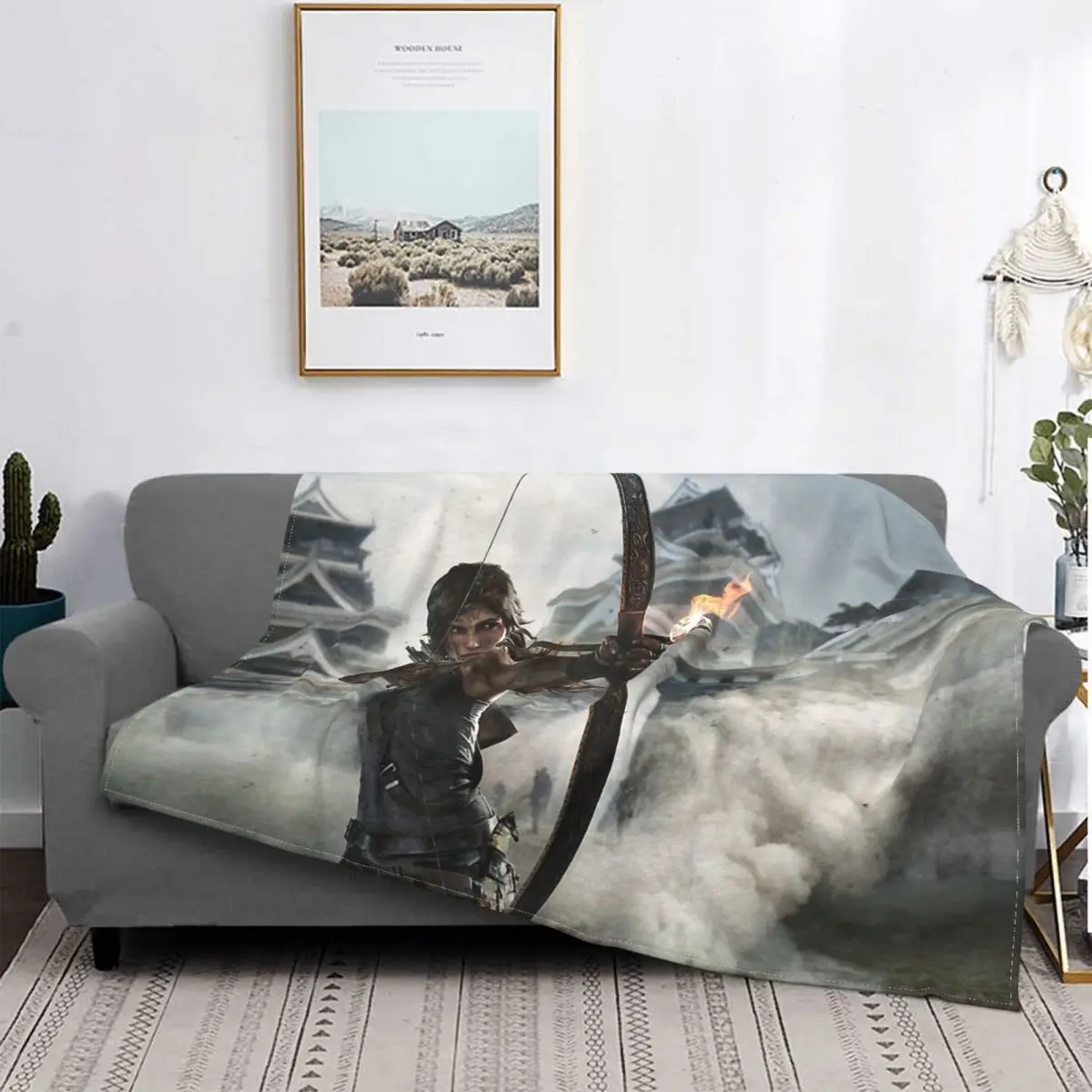 Lara Croft Bow And Fire Arrow Blanket Tomb Raider Jonah Maiava Game Flannel Spring Autumn Cute Throw Blankets For Bedding