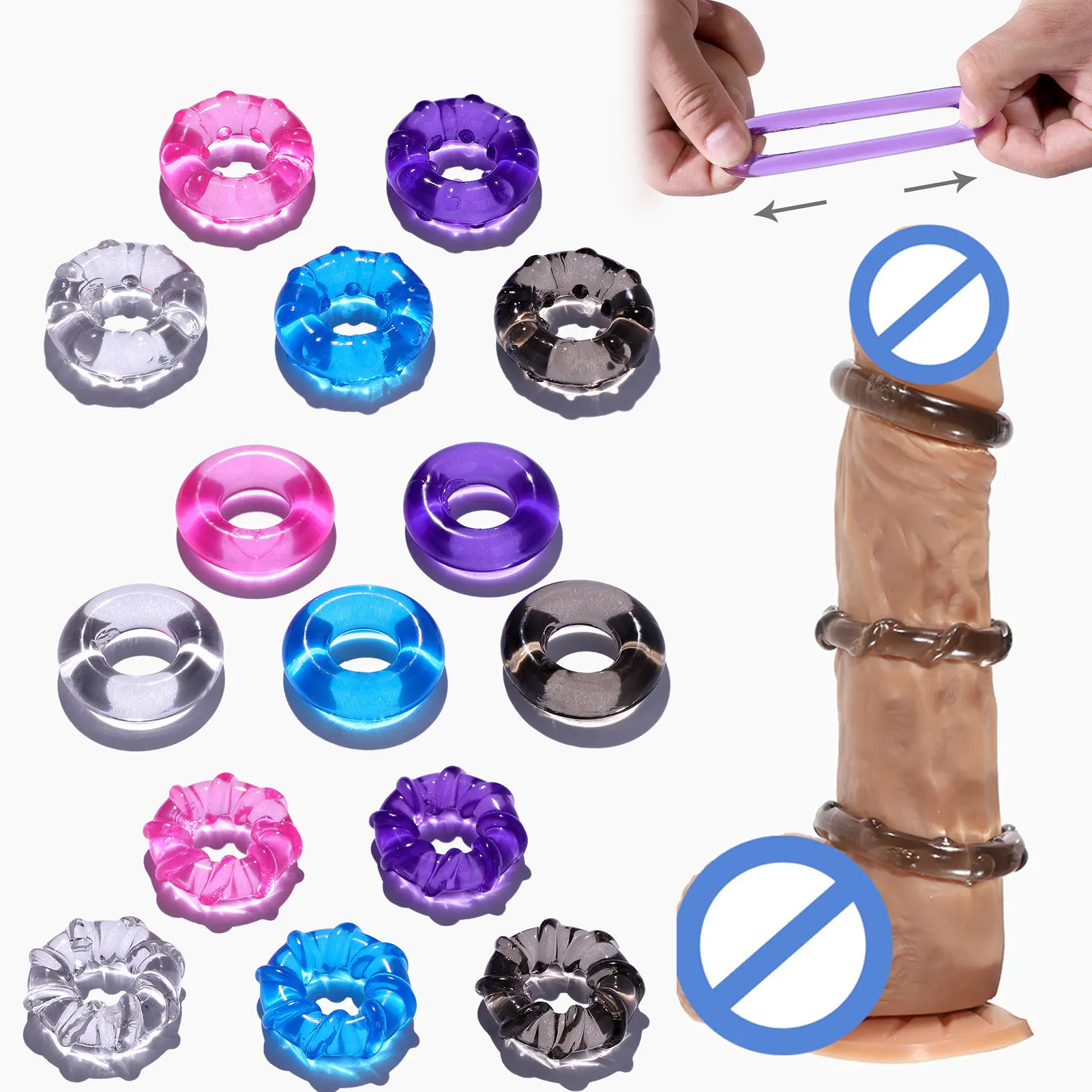 Anel peniano de silicone cristal para homens, Semen Lock Ring, brinquedos sexuais para adultos, ejaculação prolongada, acessórios para anel de galo