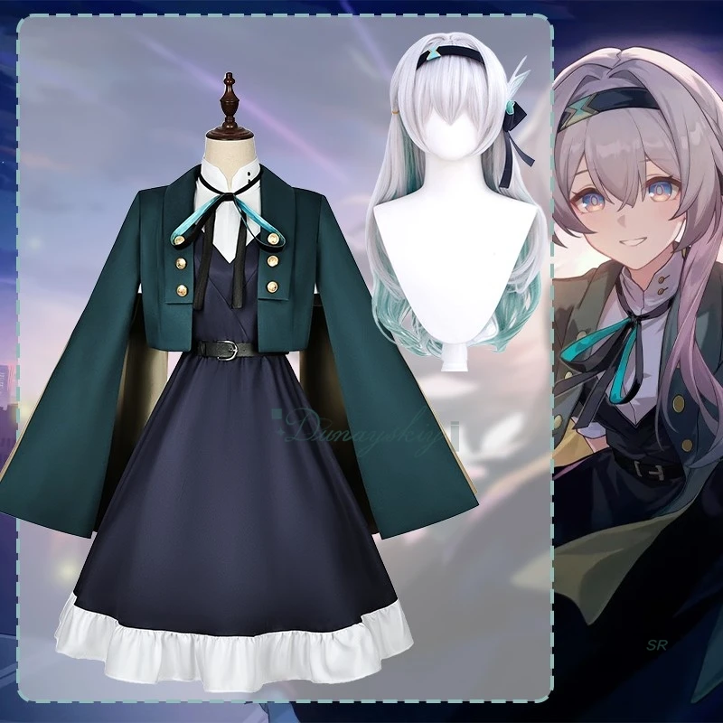 

Game Honkai: Star Rail Firefly Cosplay Costume Cosplay Wig For Halloween Party Carnival Women Girl Navy Dress Uniform Full Set