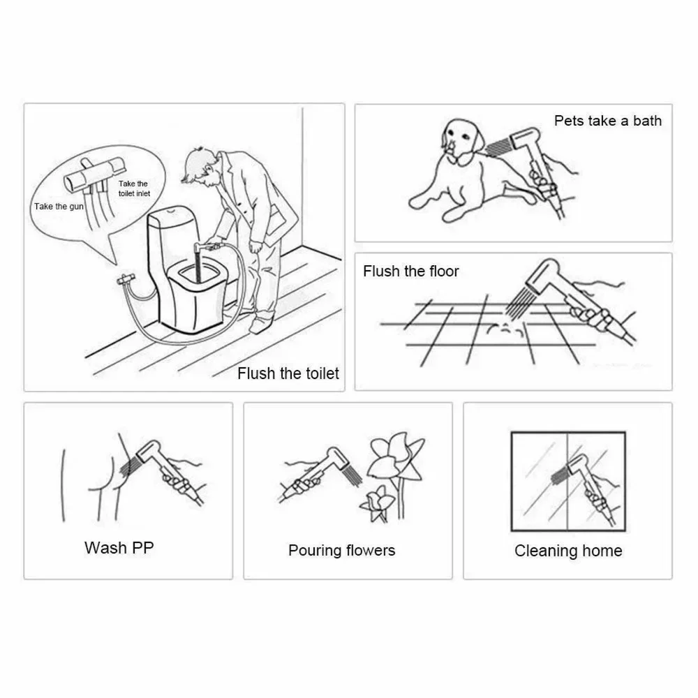 

Bathroom Shower Head Stainless Steel Handheld Toilet Bidet Water Sprayer Shattaf For Cleaning Your Personal Body Area, Floor