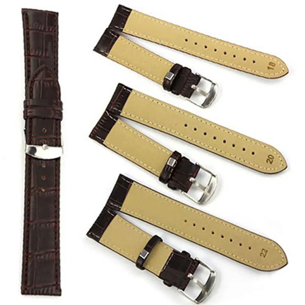 18/20/22mm Luxury Faux Leather Buckle Wrist Watch Band Leather Watch Strap Watch Band Strap Pin Buckle Wrist Belt Bracelet