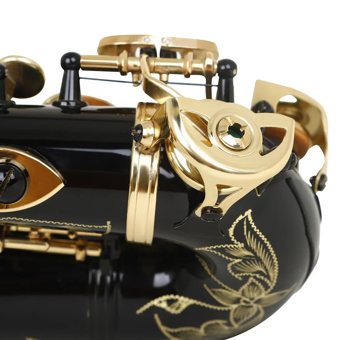 Slade Sopraan Saxofoon Messing Bb Key Saxofoon Met Case Strap Borsteldelen Gesneden Witte Shell Knop Zwart Goud Knoopsax