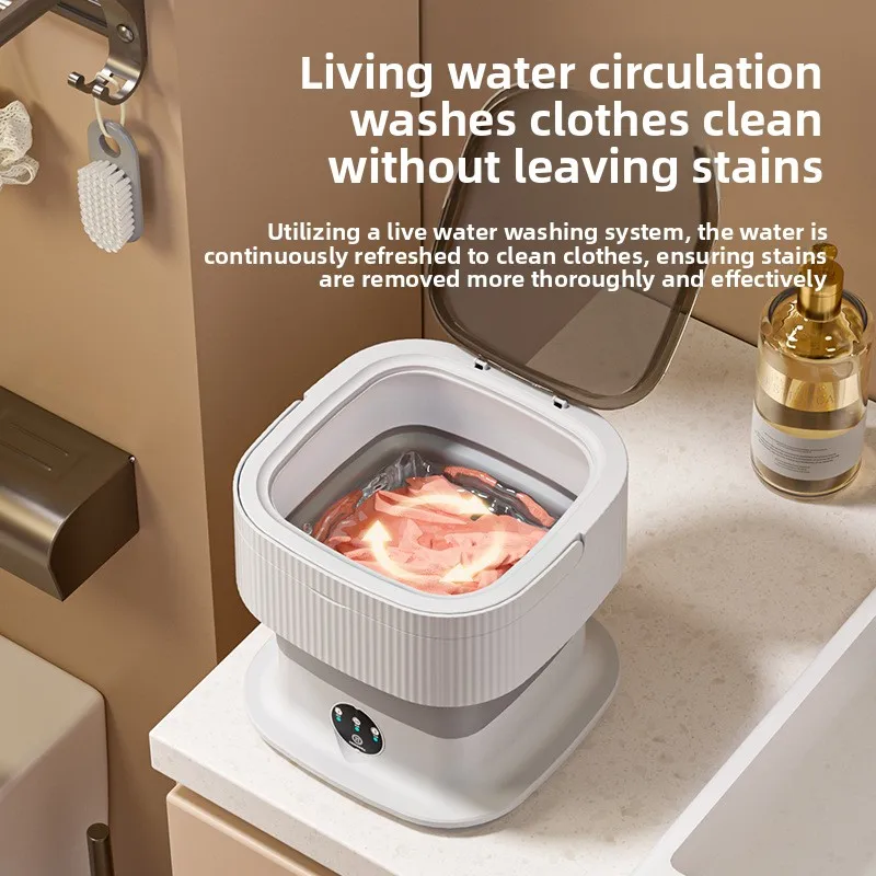 HUIBAOGE Convenient foldable washing machine with integrated washing and dehydration, portable mini washer  underwear and socks