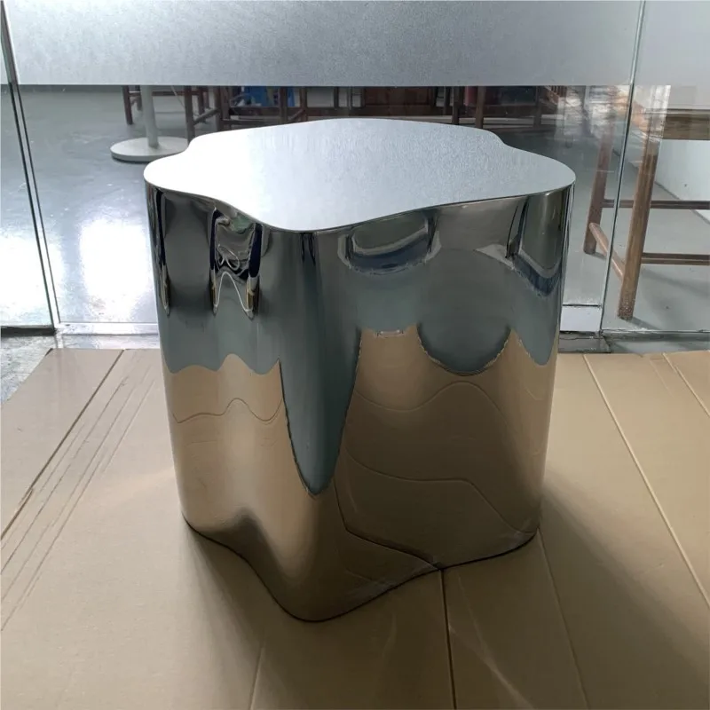 Light Luxury Yunduojiao Italian Minimalist Modern Sofa Combination Living Room Special-shaped Coffee Table  Stainless Steel New