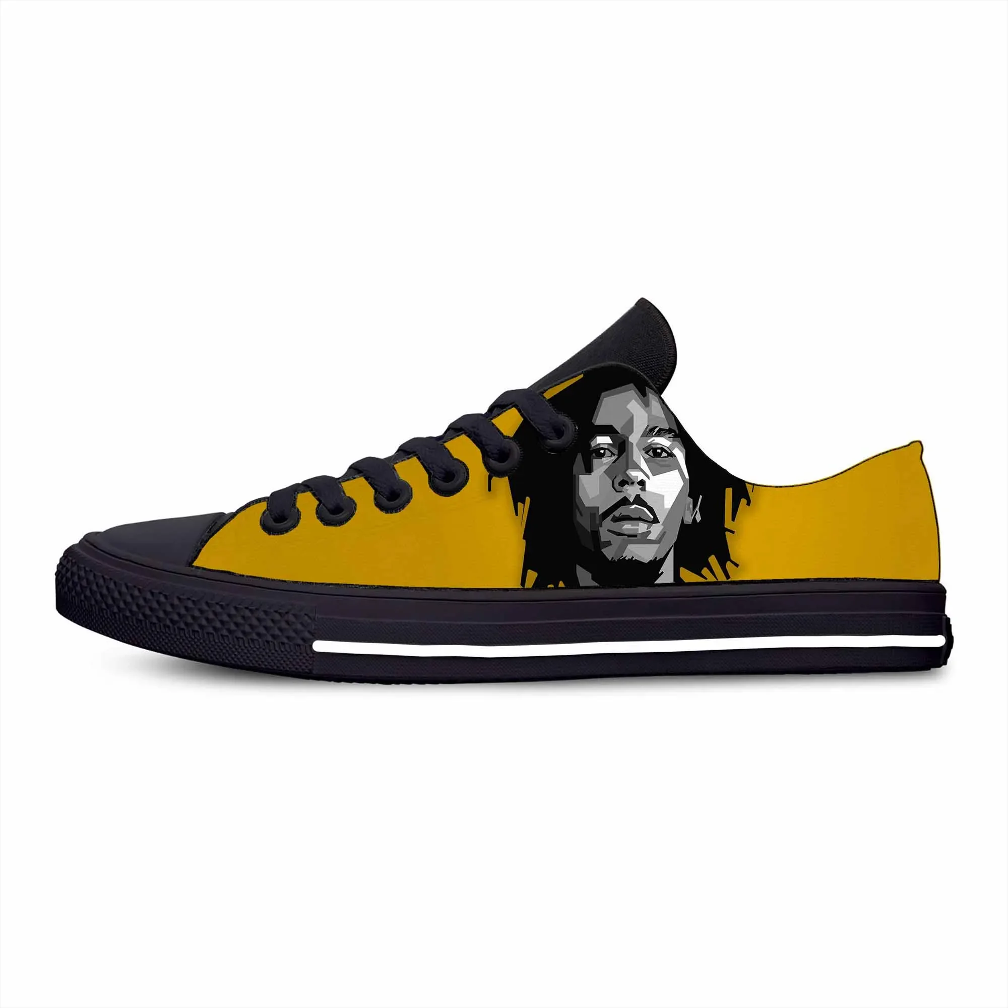 Legend Bob Marley Reggae Rasta Music Rock Fashion Casual Cloth Shoes Low Top Comfortable Breathable 3D Print Men Women Sneakers