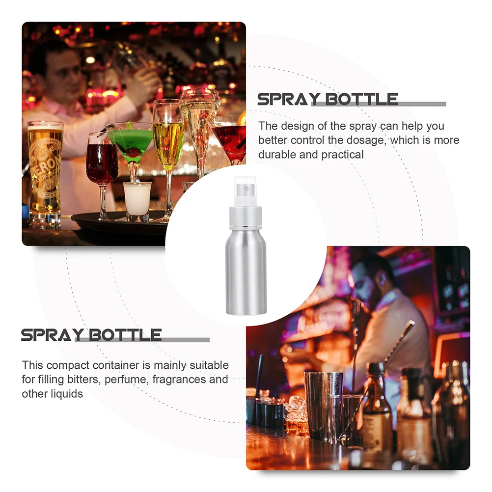 2 Pcs Bitters Spray Bottle Portable Cocktail Sprayer Atomizer Mister Alcohol Fragrance Aluminum Bottles Perfume