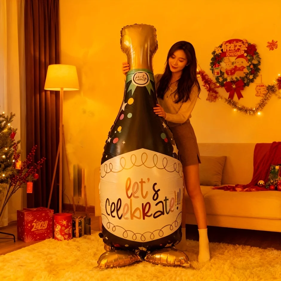 64 Inch Standing Wine Bottle Balloon Beer Festival Birthday Party Bachelor Party Decor Outdoor Placement Aluminum Film Balloon