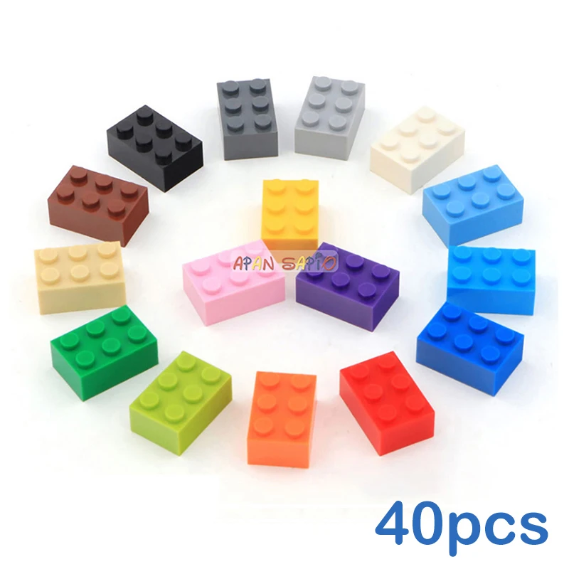 40pcs DIY Building Blocks Thick Figures Bricks 2x3 Dots Educational Creative Size Compatible With 3002 Plastic Toys for Children