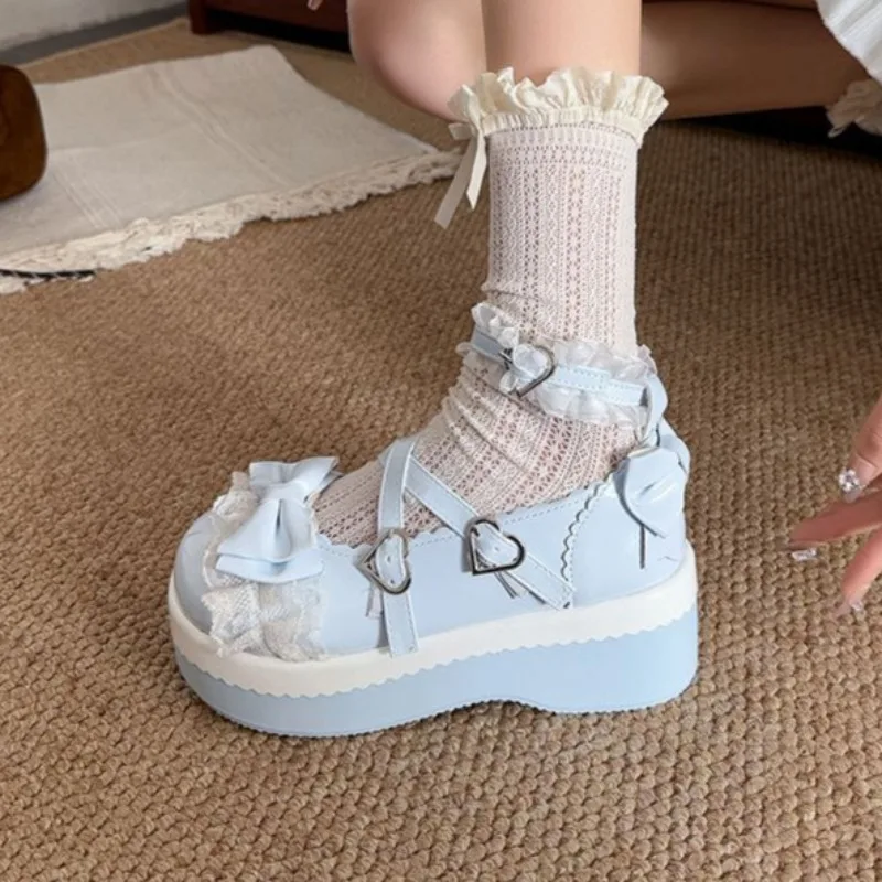 

2026 New Spring and Autumn Height-increasing Women's Shoes: Lolita Thick-soled Bow School-style Jk Shoes for Single Women