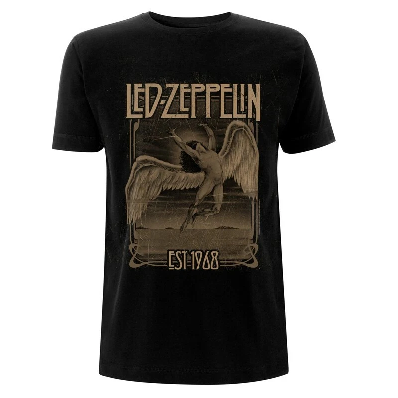 Men's Summer Led Zeppelin T-Shirt Cotton and Breathable Tee Men's Round Neck Streetwear Oversized Short Sleeve