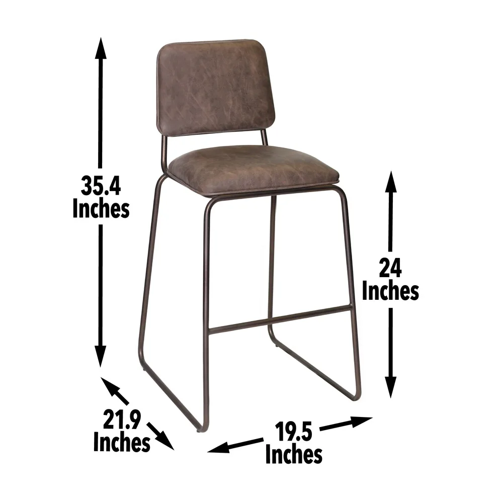 Counter Stool - Brown 24″ Seat Height Bar Stool Shaped Seat Makes Strong Fully Welded Frame Conference Office Chair