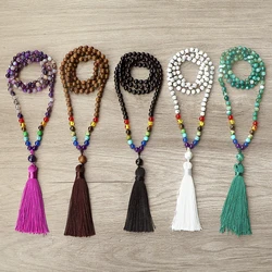 16 Styles Mala Natural Tiger Eye Stone Necklace Men 6mm 108 Beads Necklaces with Tassel Pendant Buddhist Fashion Jewelry Gifts