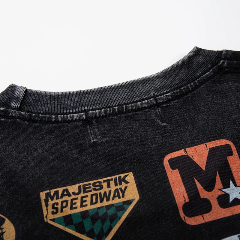 Vintage Washed Fire Print T-Shirts für Herren Y2k Streetwear Lustige Motorsport Dirt Bike Grafik-T-Shirts Sommer Übergroße Unisex-Kleidung – Detail 10
