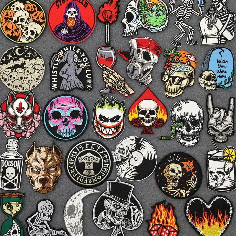 Punk Patches for Clothing Thermoadhesive Patches on Clothes Stickers Iron on Patch Embroidered Stripes Diy Appliques