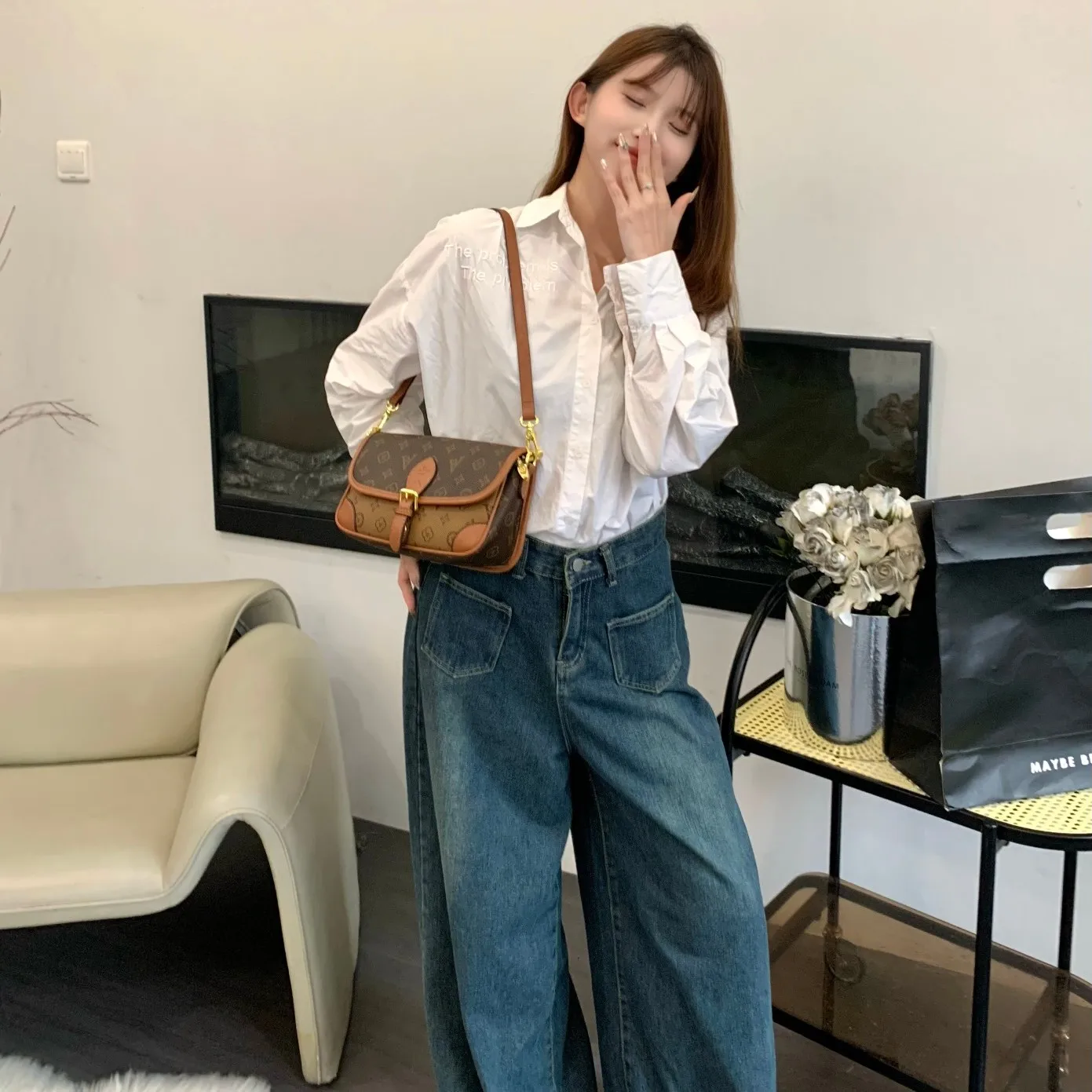 

Faionable Large Capaci Floral Print oulder Crossbody Bag Sli Vintage Artistic Sle Women's Handbag Single Strap