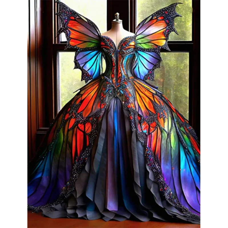 AB Diamond Cross Stitch Colorful butterfly princess skirt 5D DIY Diamond Embroidery Rhinestone Painting Diamond Painting
