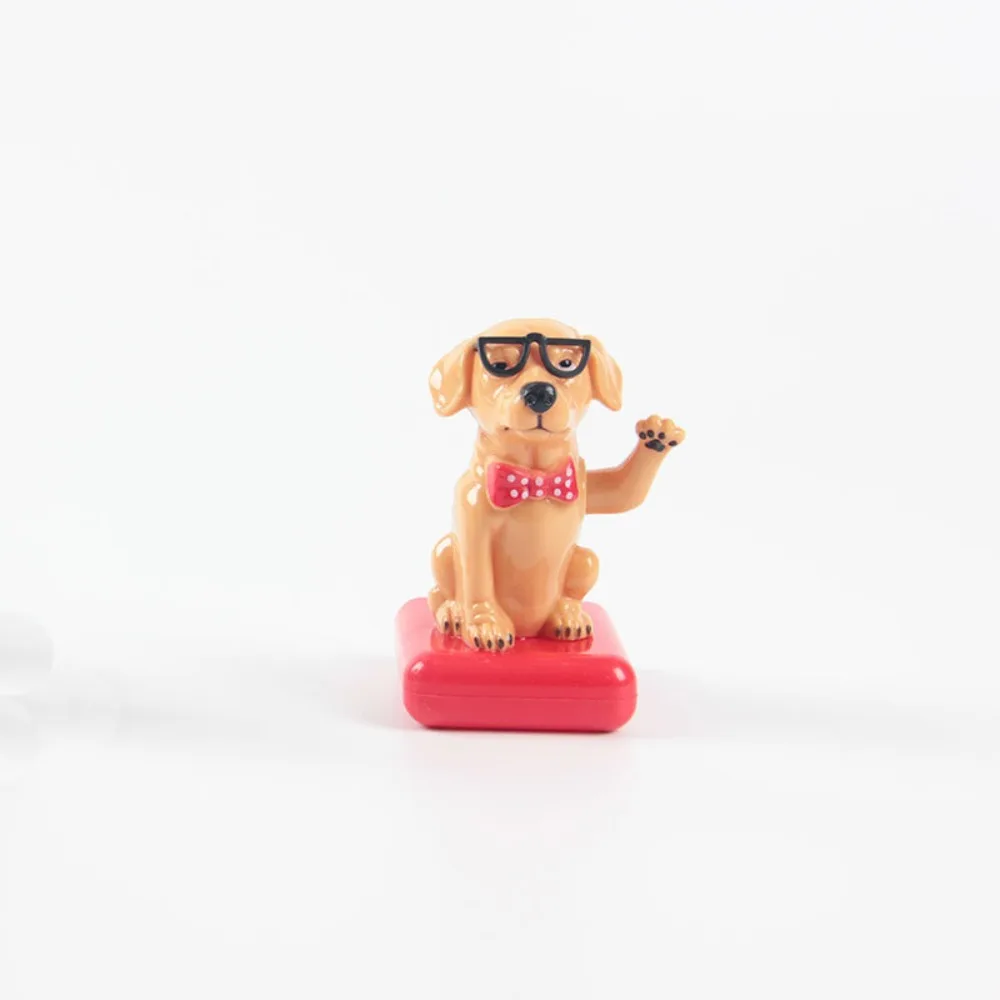 Cartoon Puppy Waving Car Ornament Solar Power Cute Solar-powered Dog Car Ornament ABS Crafts Puppy Car Ornament For Automotive