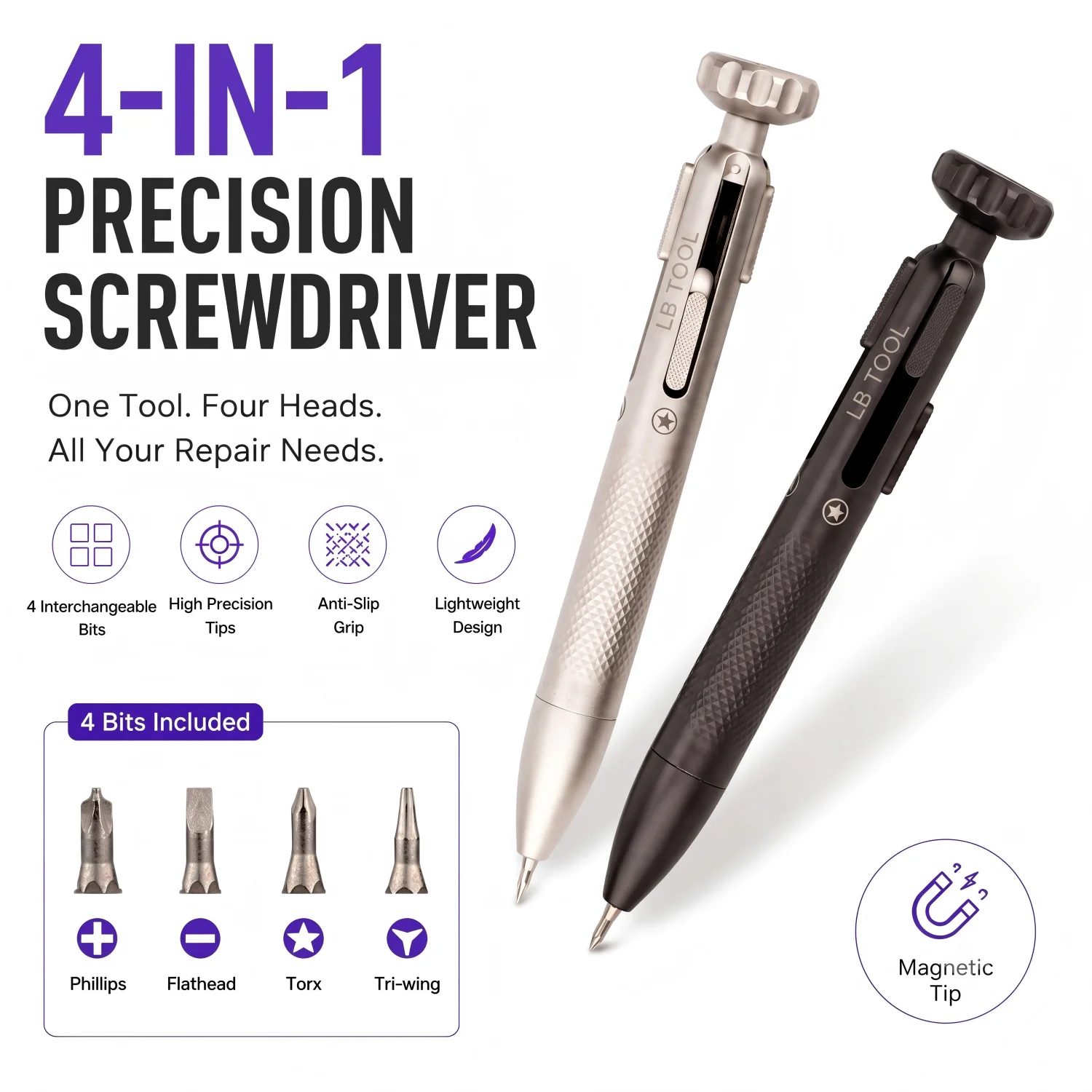 LB Tool DF-1 4 in 1 Multi-Function Screwdriver Magnetic Pentalobe Phillips Tri-point For iPhone Repair Tool Kit