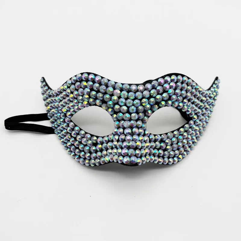 High End Full Diamond Half Face Mask, Fashion Rhinestone Eye Mask For Halloween Performances, Dances Party Live Streaming Masks