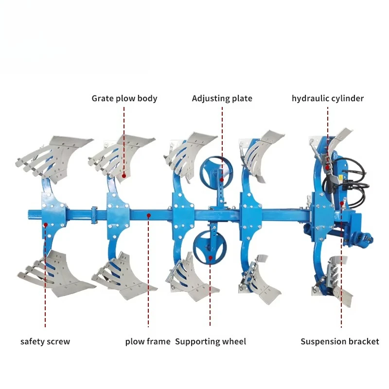 Tractor Three Point Suspension Traction Plow Reversible Flipping Plow Deep Turning Hydraulic Grid Plow