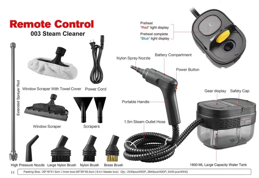 2025Portable Handheld High Pressure Steam Vacuum Cleaner Machine for Kitchen Bathroom Tile - Image 2