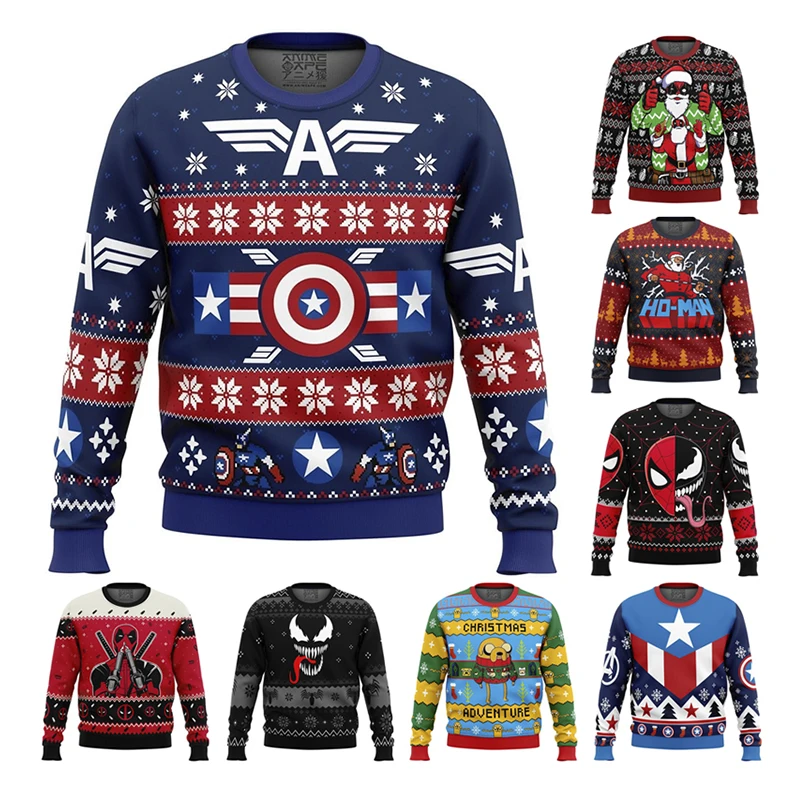 Sudadera con capucha de Capitán América para niños, jersey navideño con estampado 3D de Deadpool, jersey de Venom para hombre, ropa de gran tamaño