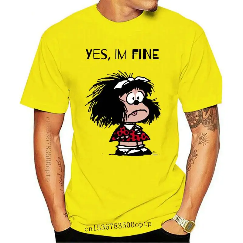 Man Clothing Female T-shirt Cartoon PAZ Mafalda Or QUIERO Cafe Printed Female Graphic T-shirt Harajuku Funny T-shirt Female Top