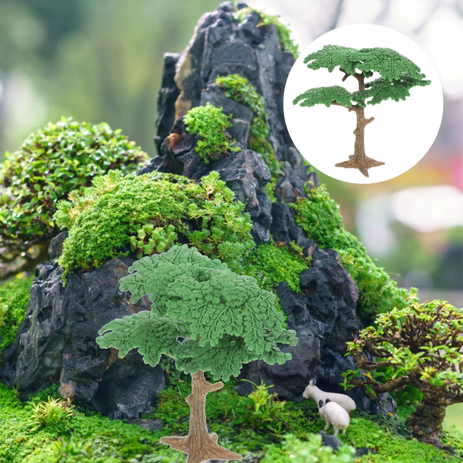 Árbol de paisaje de juguete, ciprés, árboles falsos en miniatura, figura en miniatura, planta