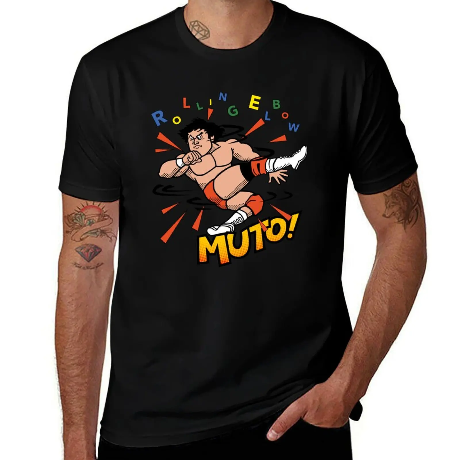KEIJI MUTO ROLLING ELBOW VINTAGE [BOOT] T-Shirt Sports Casual Short Sleeve Cotton Tee