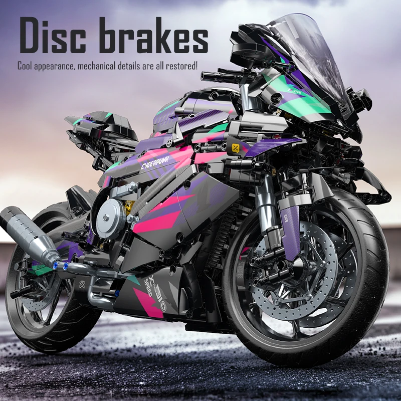 1:5 Scale Cyberpunk Motorcycle Building Set — Educational Construction Toy Collector's Grade Gift Suitable for Adults and Kids