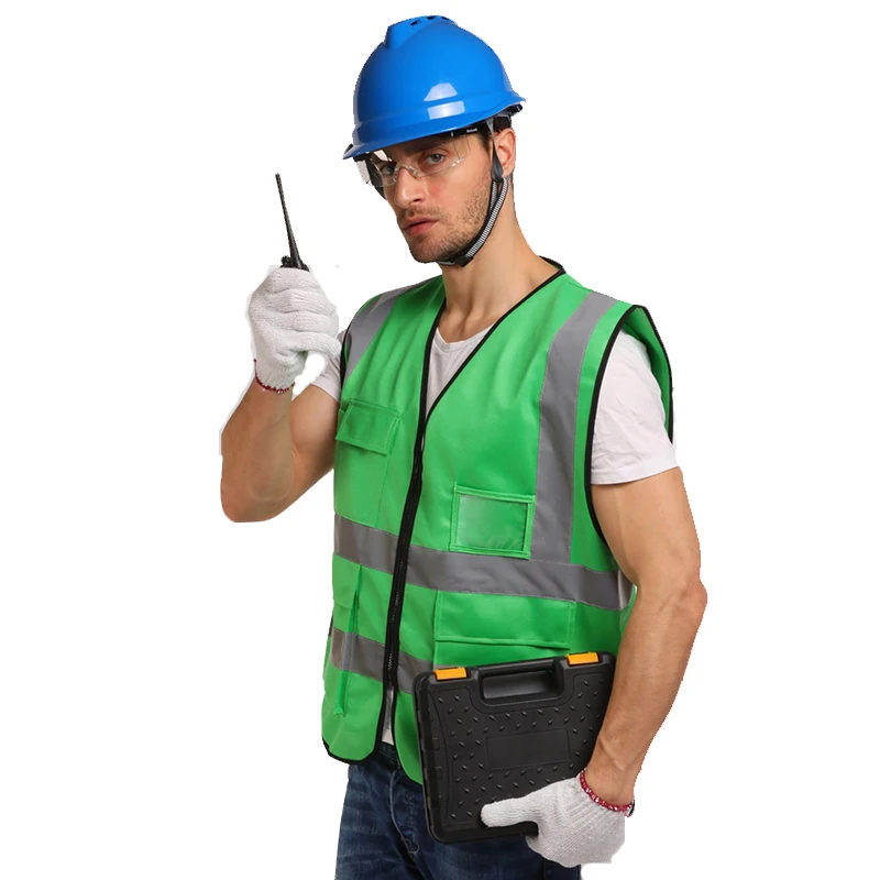 Hi Vis سترة السلامة الأرجواني عاكسة مع سحاب وجيوب للرجال والنساء