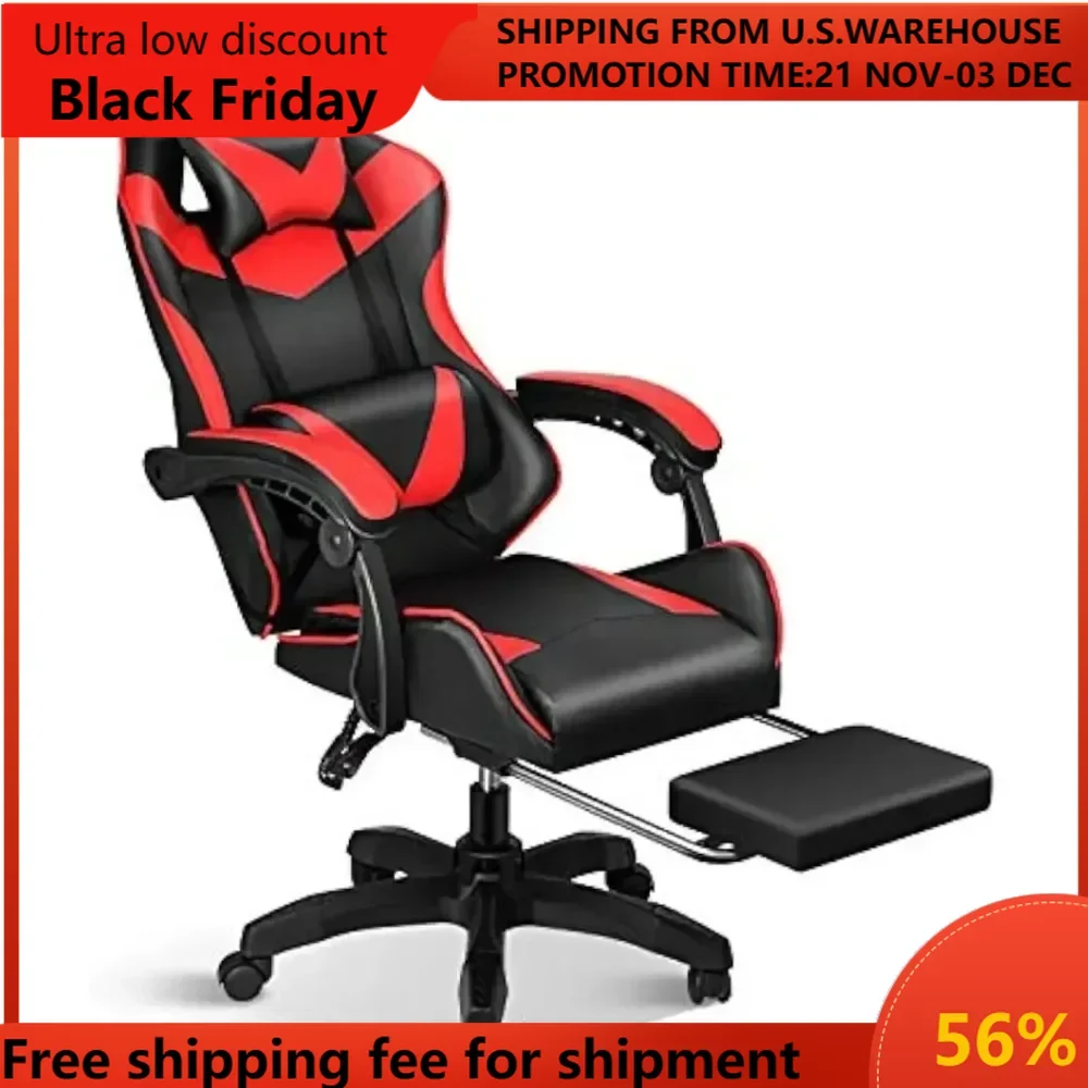 

Gaming Chair, Backrest and Seat Height Adjustable Swivel Recliner Racing Office Computer Ergonomic Video Game Chair withFootrest