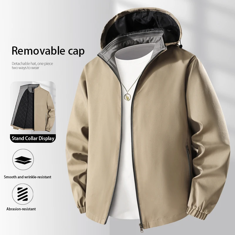 

New 2025 Men Jackets Premium Business Jacket Autumn Hooded Jacket Men's Outerwear Solid Color Men Clothing Streetwear Coats