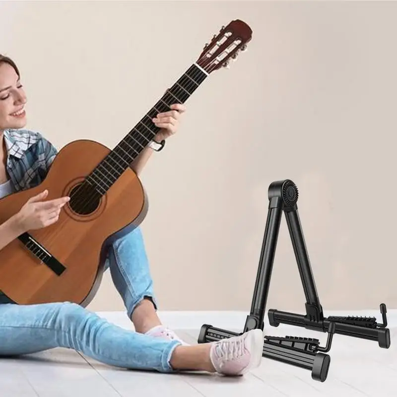 A Frame Guitar Stand Small Size Electric Bass Stand With Anti-slip Rubber Pads Folk Guitar A Frame Floor Shelf For Electric