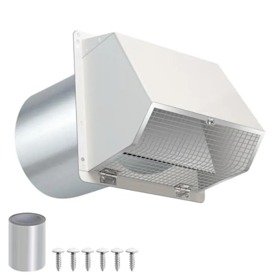 

Hooded Wall Vent with Screen and Damper" Vent Hood Wall Exhaust Vent Cover Dryer Vent Cover Outside "Vent Cover Exterior Wall V