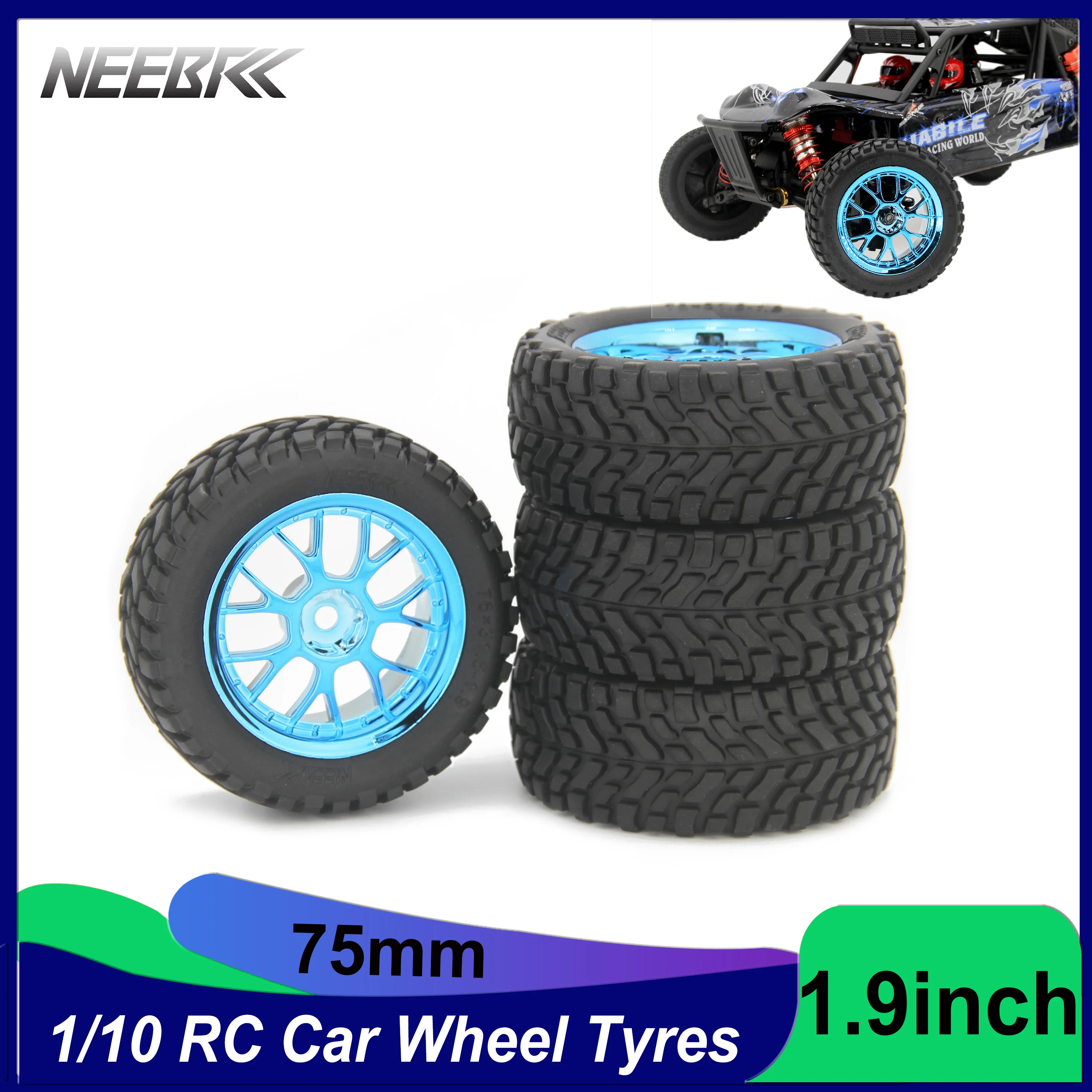 1/10 RC Racing Car Tire Rally On Road 1.9inch Tyre Wheel Plastic 12mm Hub Rim for Tamiya TT01 TT02 XV01 Wltoys Car Accessories