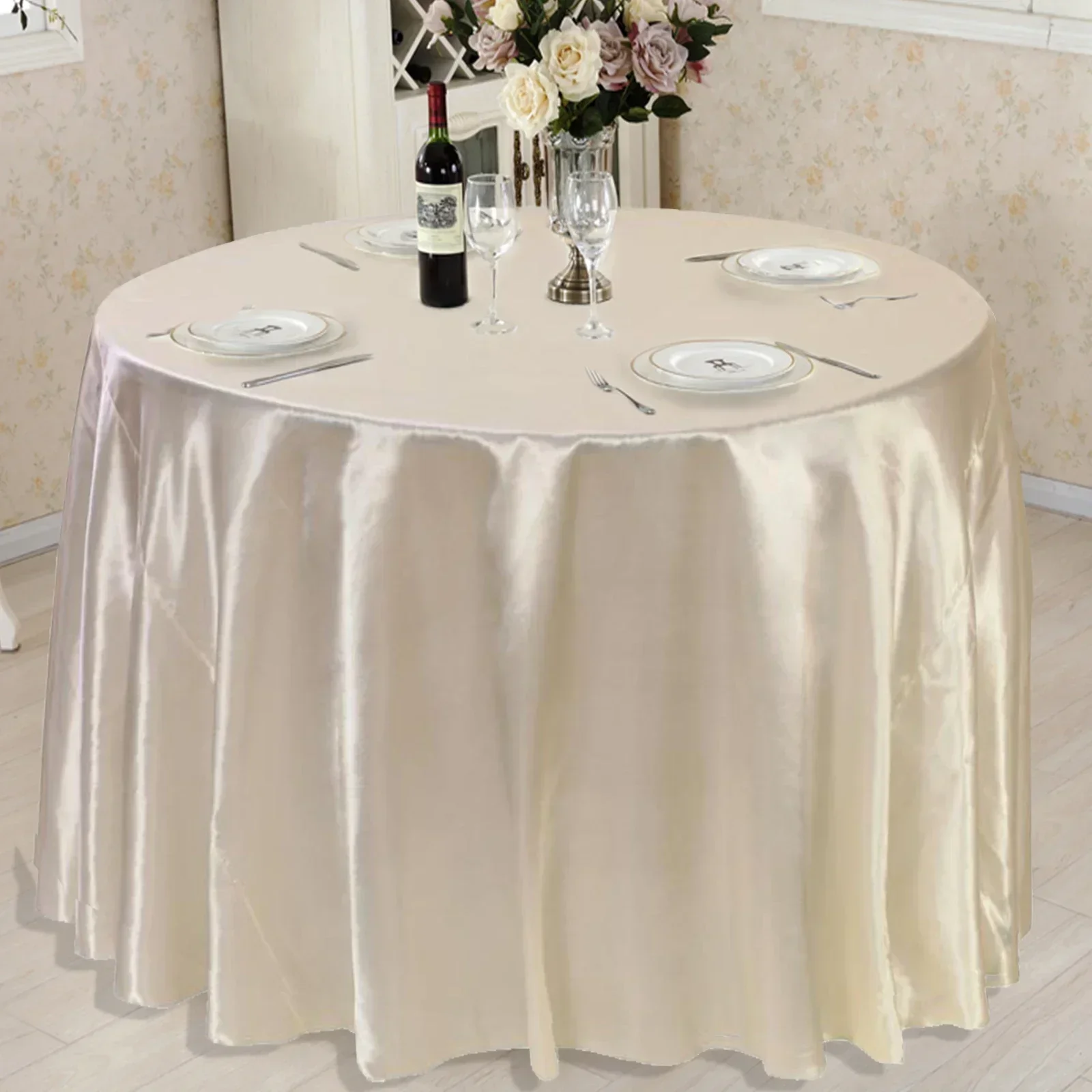 Multicolor Round Satin Tablecloth Wedding Party Resistant Wrinkle Free Soft Table Cloth Home Banquet Restaurant Table Decor