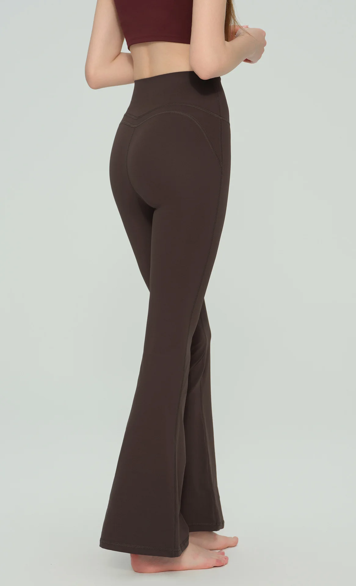 Damen High-Waist Eng Anliegende Hüftstraffende Schlanke Lange Yoga-Schlaghose Atmungsaktive Komfort-Fitness-Freizeit-Sport-Hose – Detail 12