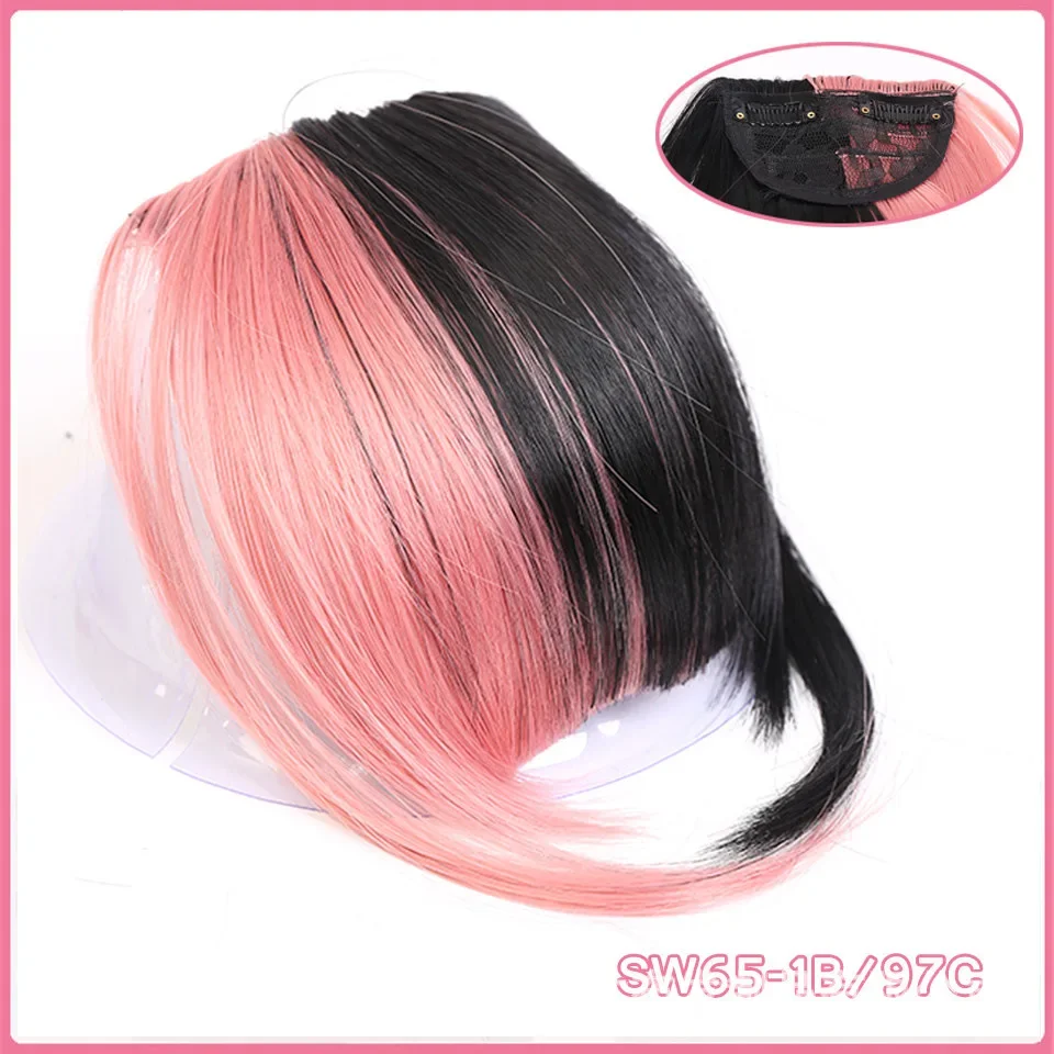 Synthetic Double Color Hairpiece False Bang Clip-In Bangs Extension Realsitic Fake Fringe Invisible Clourse Hairpiece for Women