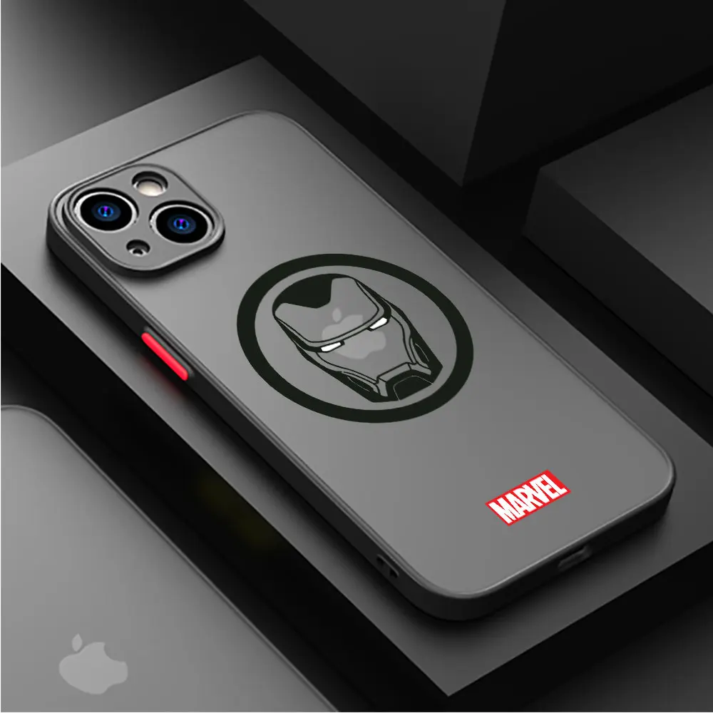 Funda con logotipo de los Vengadores de Marvel para Apple, carcasa a prueba de golpes para iPhone XR 7 8 Plus 12 15ProMax XS Max 13 Mini 14 Pro SE 11 Pro