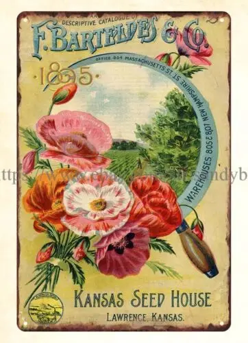 1895 Pansies F. Barteldes Co Kansas seed house flower metal tin sign  wall art