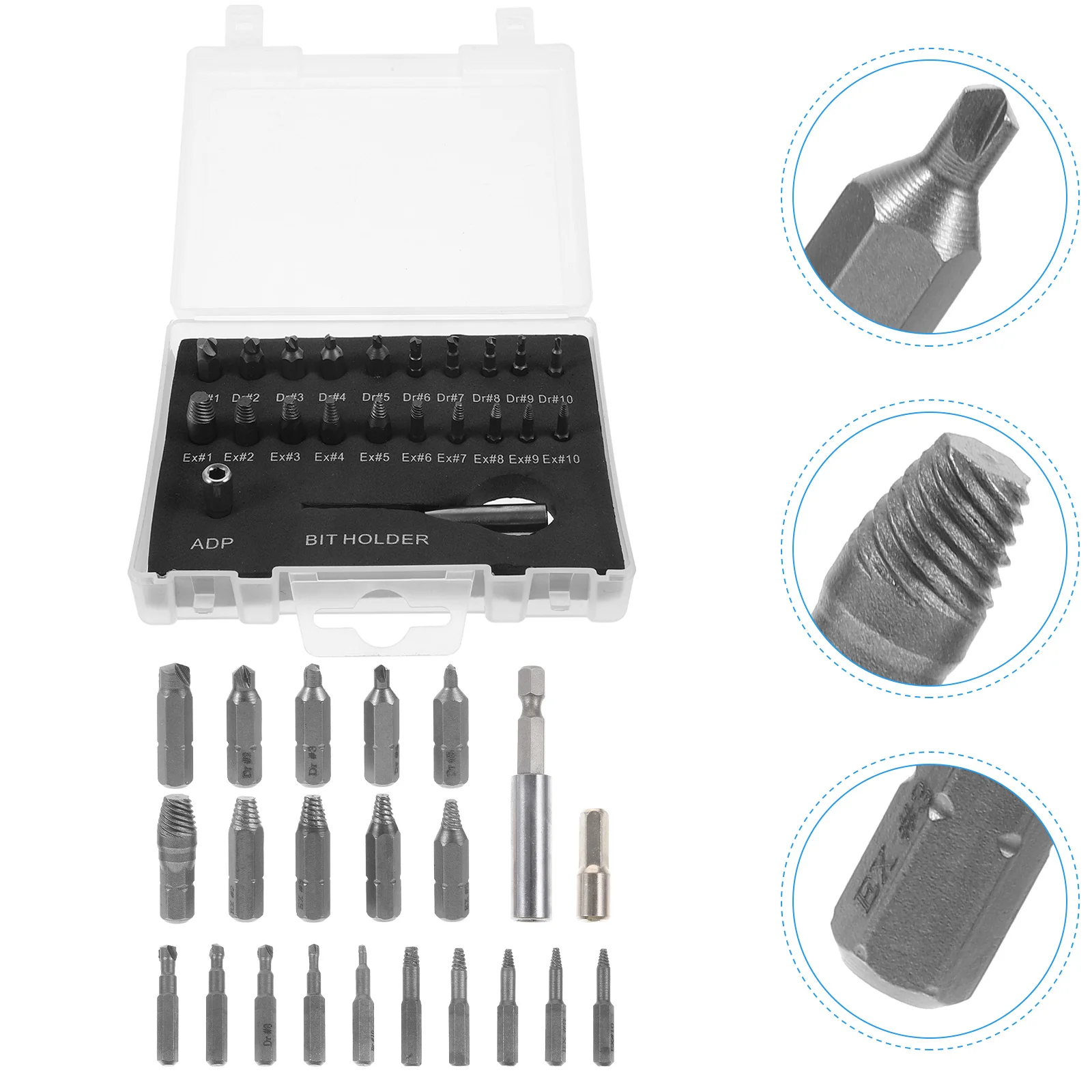 

1Set Bolt Extractor Set Sturdy Stripped Screw Remover Tool for Damaged Fasteners Portable Storage Box Included