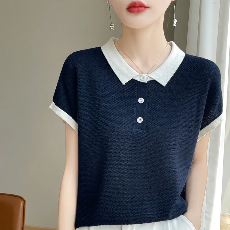 Lyocell T-Shirt New Minimalist Style Multiple Colors Casual Slim Fit Short Sleeved Top High-Quality Flip Collar Classic T-Shirt