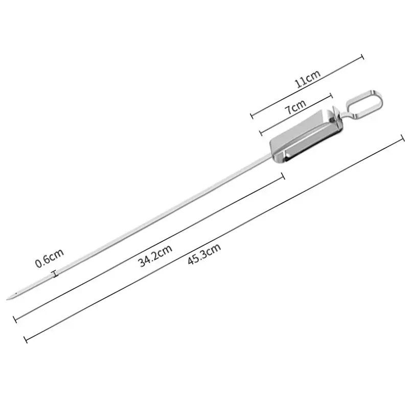 10PCS/20PCS Reusable BBQ Skewers Stainless Steel Grilling Flat Sticks BBQ Skewers With Quick Release Metal Sliding Handle