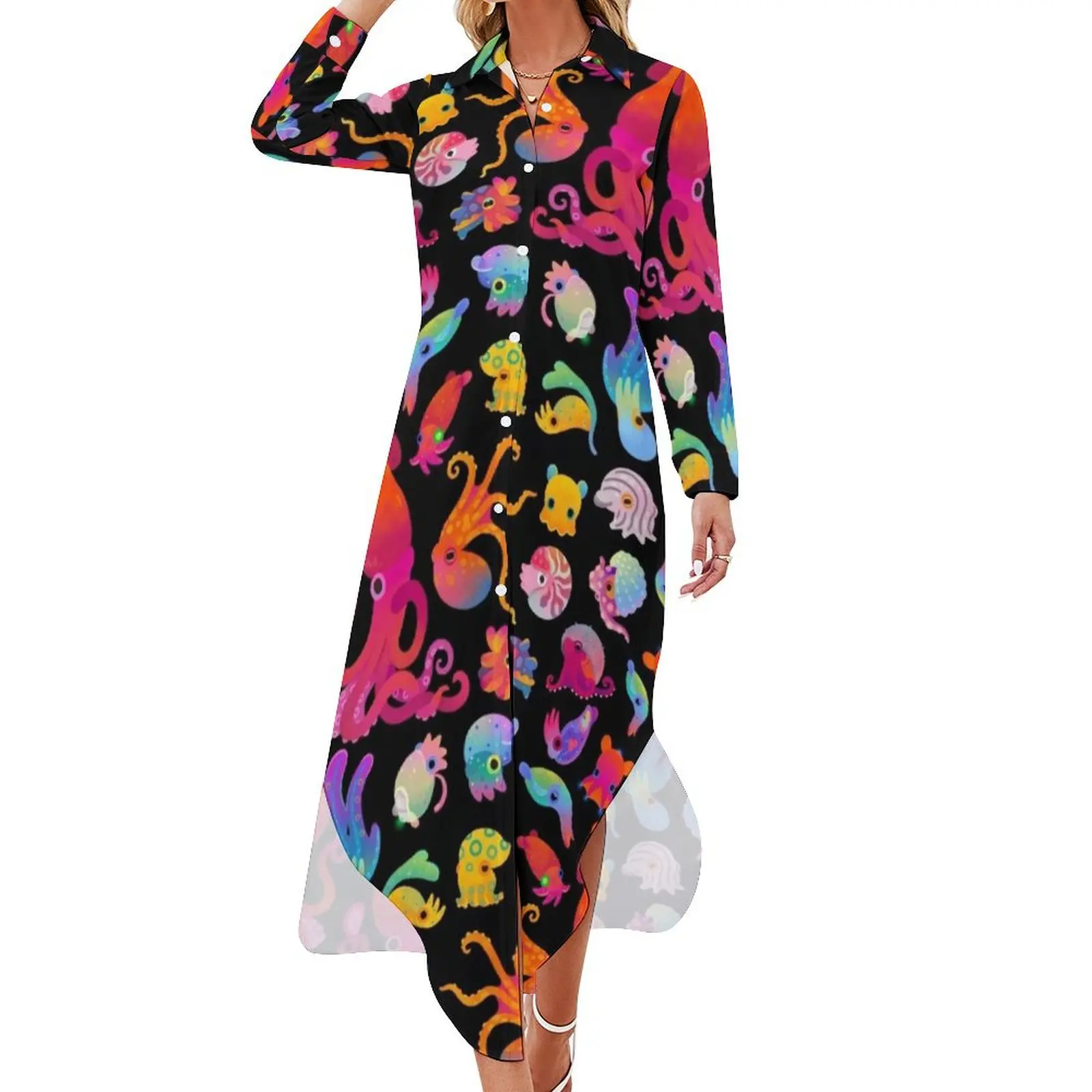 

Cephalopod Long Sleeved Shirt Dress Dance dresses Women's summer dresses