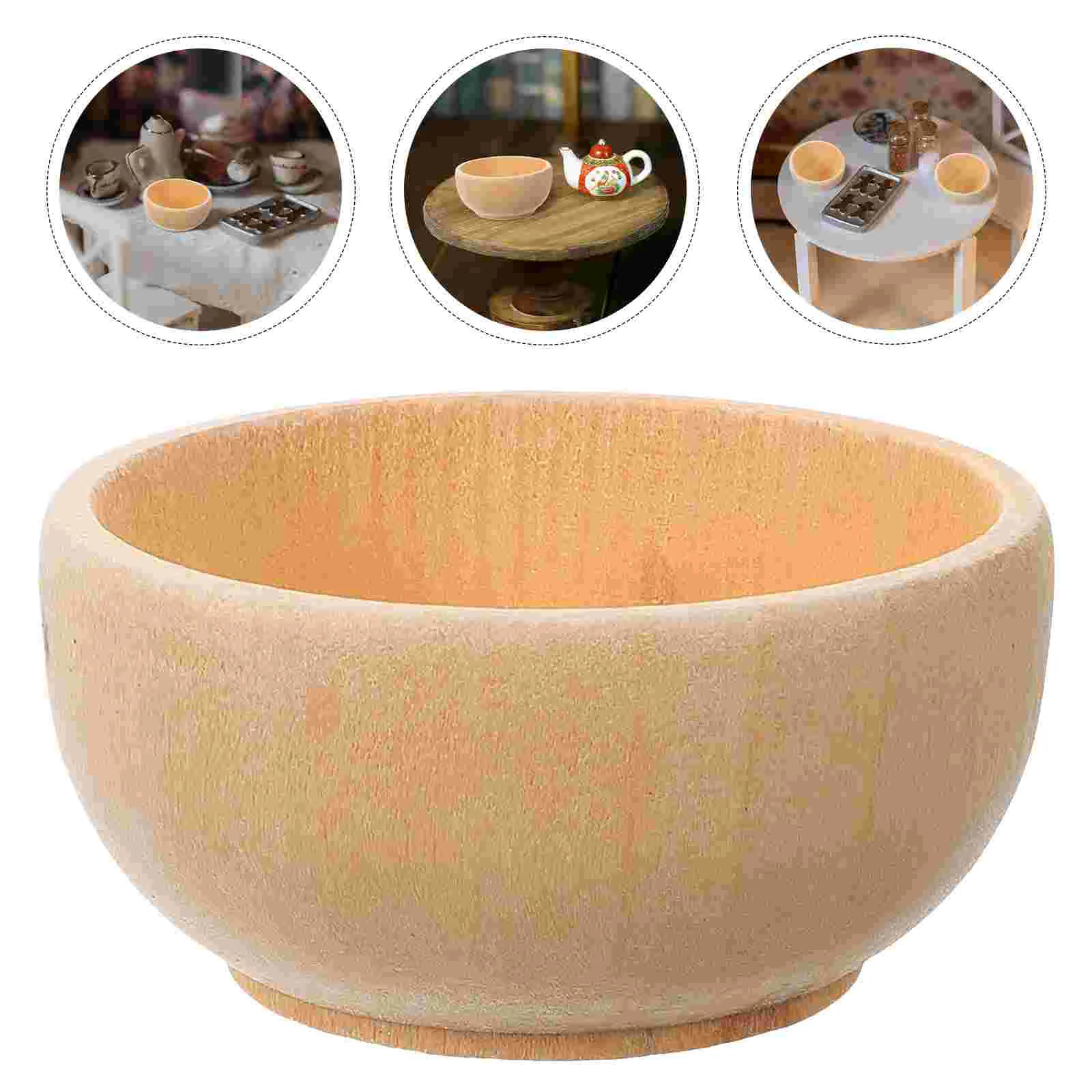 4 Pcs Small Wooden Bowl Set Mini Serving Play Childrens Toy Kidcraft Room Unfinished Wood Creative Design Natural Material