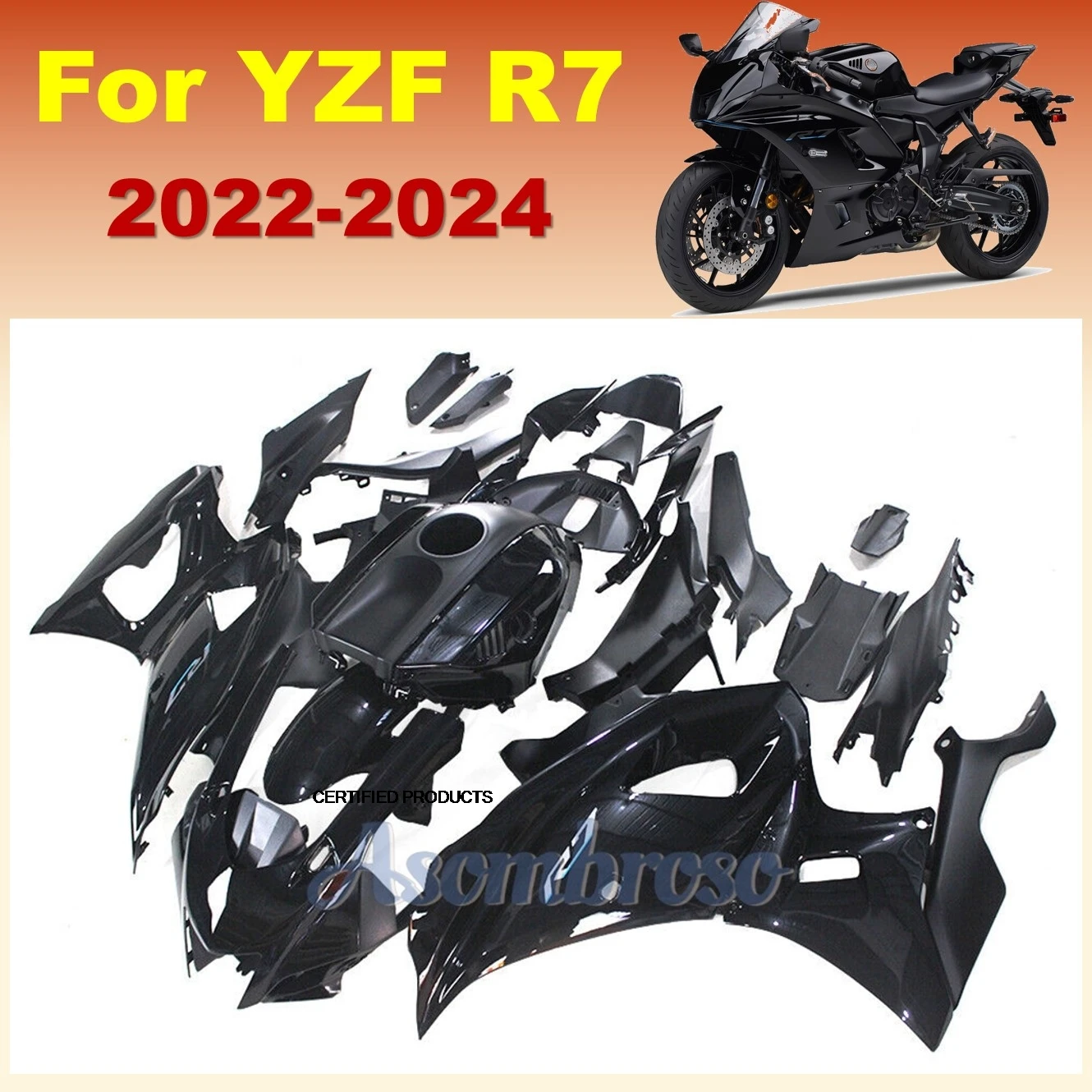 

Full Fairing Kit Fit for YZF R7 2022 2023 2024 YZF-R7 22 23 24 Sportbike All Black Body Rebuildkits
