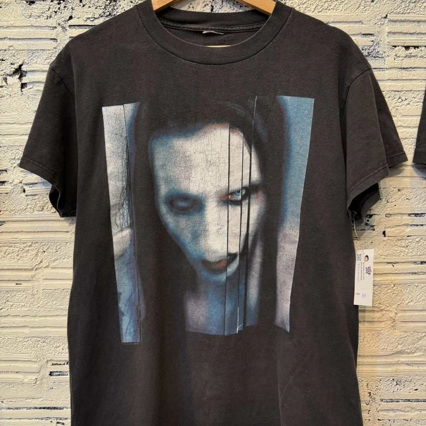 Vintage Marilyn Manson Blue Portrait Ghost Eyes Band Graphic Tee Cotton Mens Womens T-Shirt Summer Streetwear